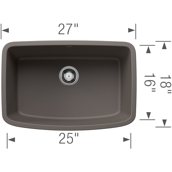 Blanco 443127 Valea SILGRANIT 27" Single Bowl Undermount Kitchen Sink - Volcano Gray