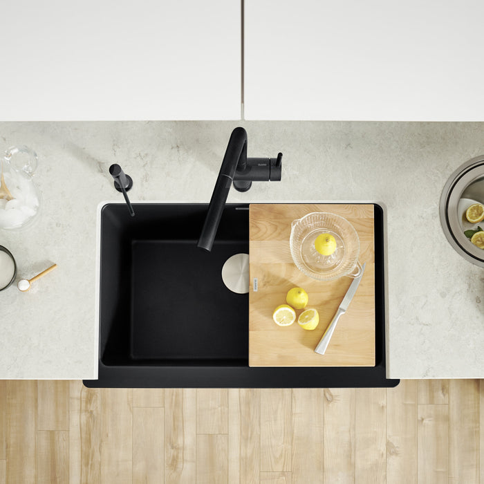 Blanco 526545 Vintera SILGRANIT 30" Single Bowl Apron-Front Farmhouse Sink - Coal Black