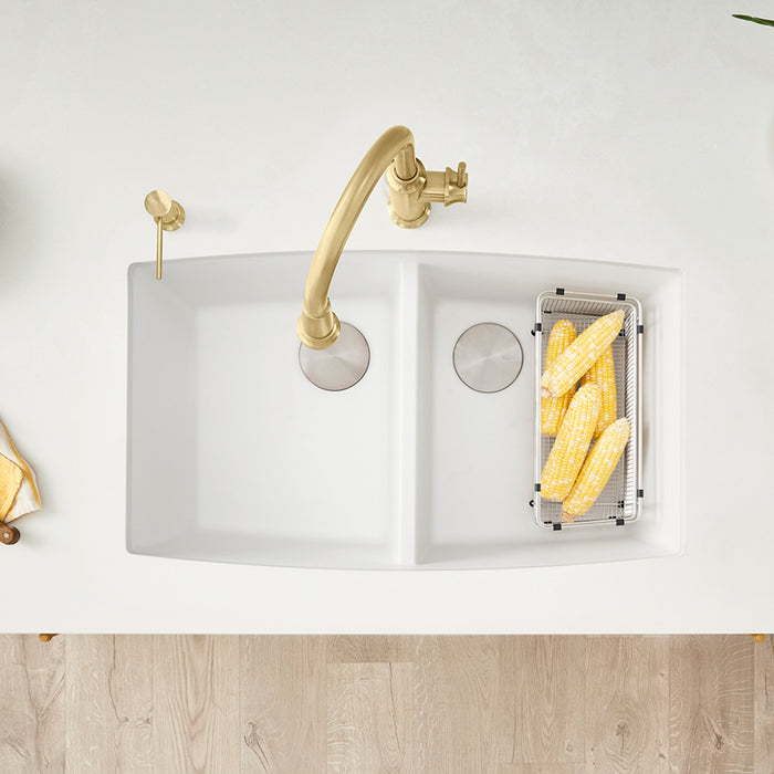 Blanco 440071 Performa SILGRANIT 33" 50/50 Double Bowl Undermount Kitchen Sink - White