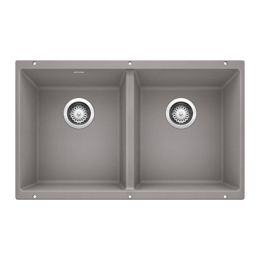 Blanco 516319 Precis SILGRANIT 29" 50/50 Double Bowl Undermount Kitchen Sink - Metallic Gray