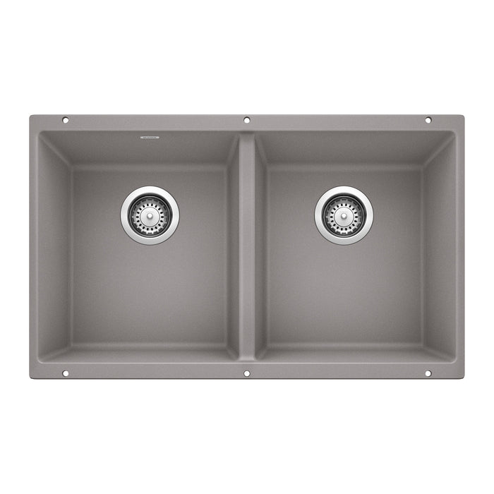 Blanco 516319 Precis SILGRANIT 29" 50/50 Double Bowl Undermount Kitchen Sink - Metallic Gray