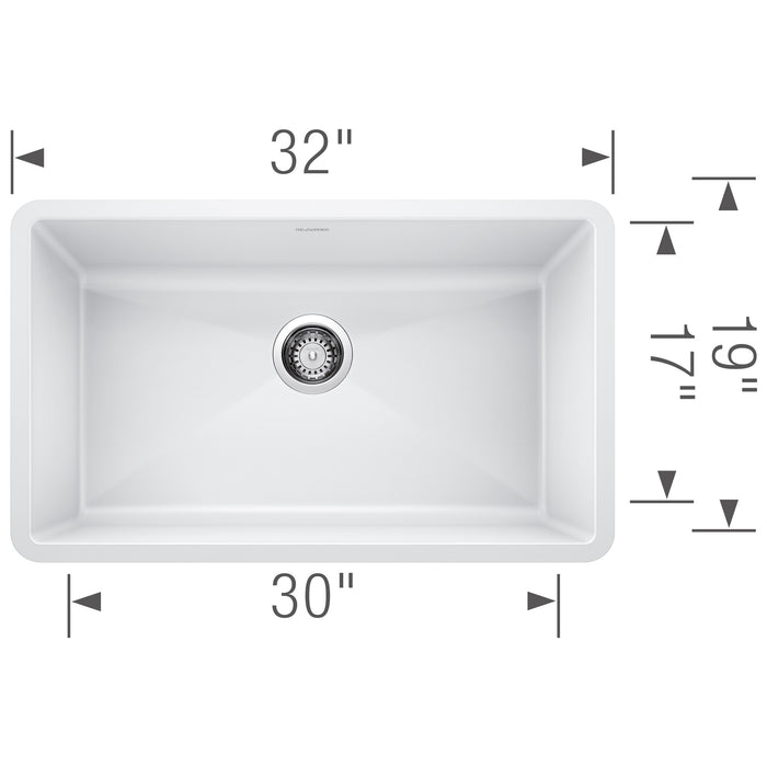 Blanco 440150 Precis SILGRANIT 32" Super Single Undermount Kitchen Sink - White