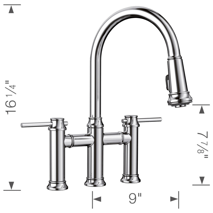 Blanco 442504 Empressa Pull-Down Dual-Spray Bridge Faucet - Chrome