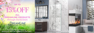 Up to 15% off on all DreamLine products at bath4all.com, no coupon necessary - free shipping