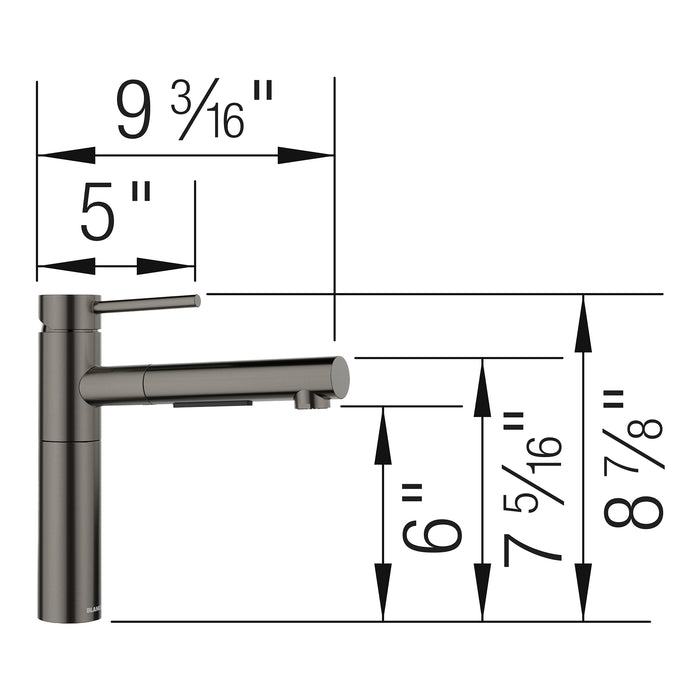 Blanco 527562 Alta II Low Arc Pull-Out Dual-Spray Kitchen Faucet - Satin Dark Steel