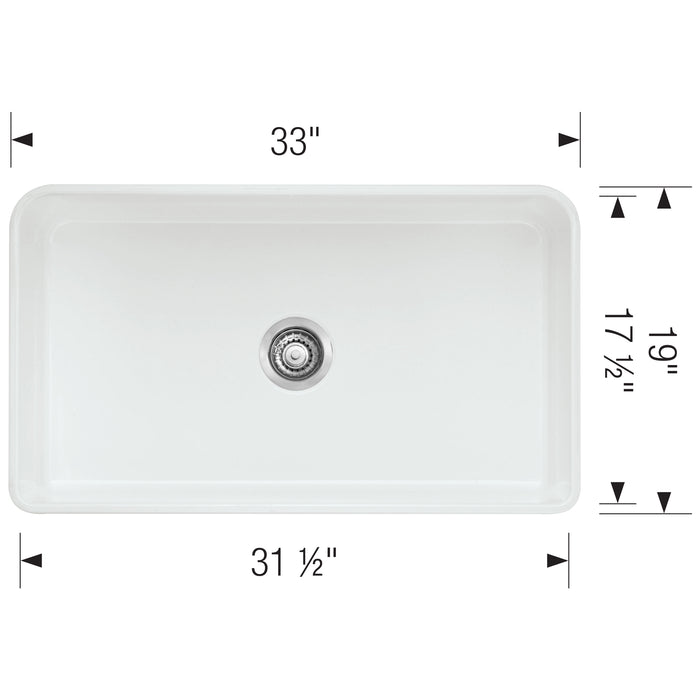 Blanco 525012 Cerana 33" Fireclay Single Bowl Apron-Front Farmhouse Sink - White