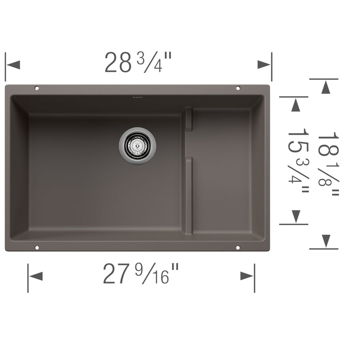 Blanco 527415 Precis Cascade SILGRANIT 29" Single Bowl Undermount Kitchen Sink in Volcano Gray