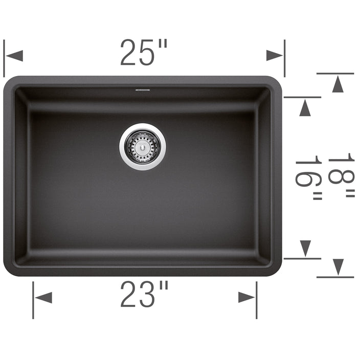 Blanco 442543 Precis SILGRANIT 25" ADA Single Bowl Undermount Kitchen Sink - Anthracite