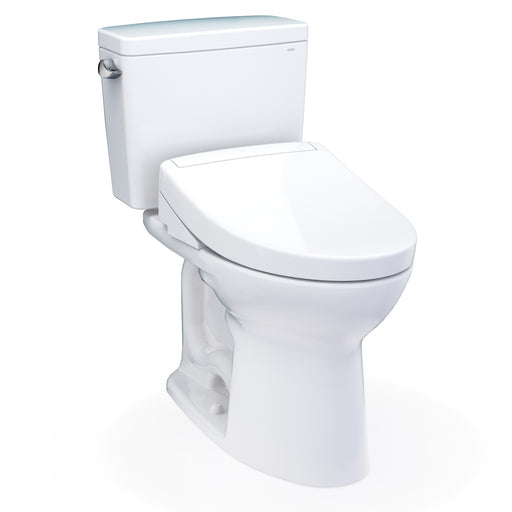 TOTO Drake Washlet+ Two-Piece Elongated 1.28 GPF Universal Height Tornado Flush Toilet with S5 Bidet Seat, 10 Inch Rough-In, Cotton White - MW7763446CEFG.10#01
