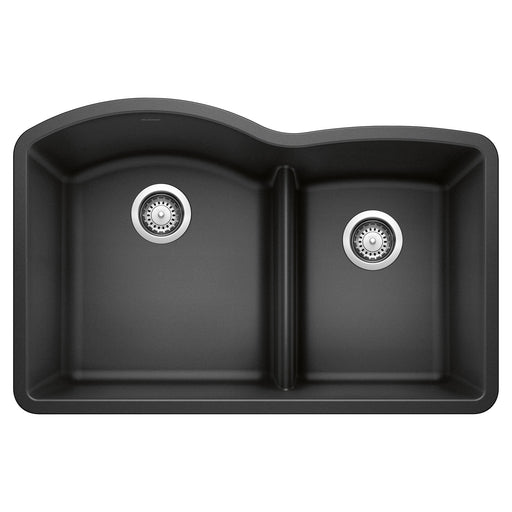Blanco 441590 Diamond SILGRANIT 32" 60/40 Double Bowl Undermount Kitchen Sink with Low Divide - Anthracite