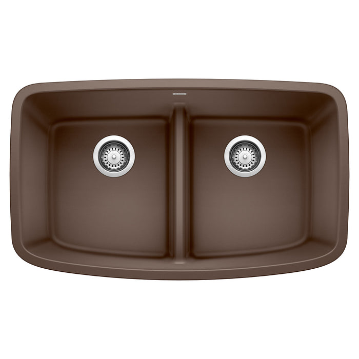 Blanco 442203 Valea SILGRANIT 32" 50/50 Double Bowl Undermount Kitchen Sink with Low Divide - Cafe