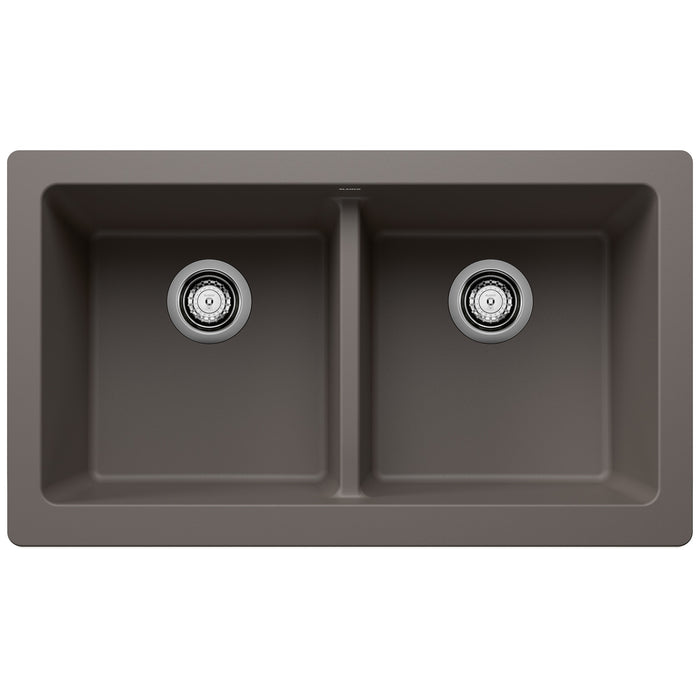 Blanco 527418 Vintera SILGRANIT 33" Double Bowl Apron-Front Farmhouse Sink - Volcano Gray