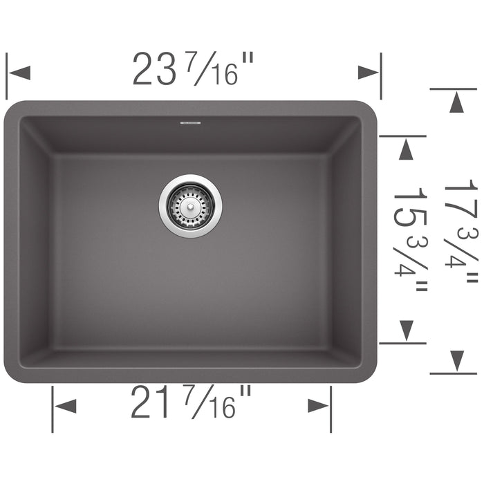 Blanco 522412 Precis SILGRANIT 24" Single Bowl Undermount Kitchen Sink - Cinder