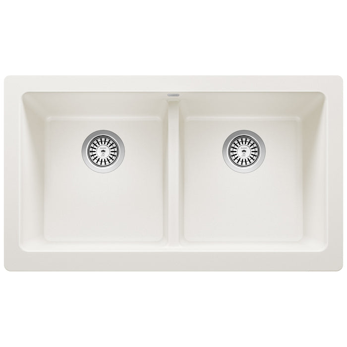 Blanco 526550 Vintera SILGRANIT 33" Double Bowl Apron-Front Farmhouse Sink - White
