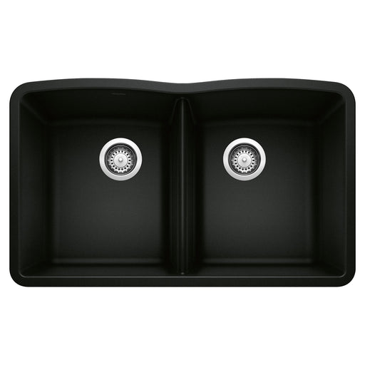 Blanco 442913 Diamond SILGRANIT 32" 50/50 Double Bowl Undermount Kitchen Sink - Coal Black
