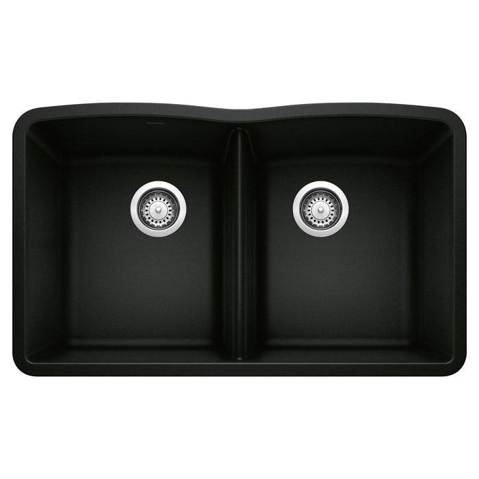 Blanco 442913 Diamond SILGRANIT 32" 50/50 Double Bowl Undermount Kitchen Sink - Coal Black