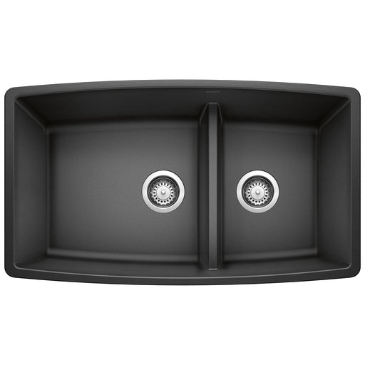 Blanco 441312 Performa SILGRANIT 33" 60/40 Double Bowl Undermount Kitchen Sink with Low Divide - Anthracite