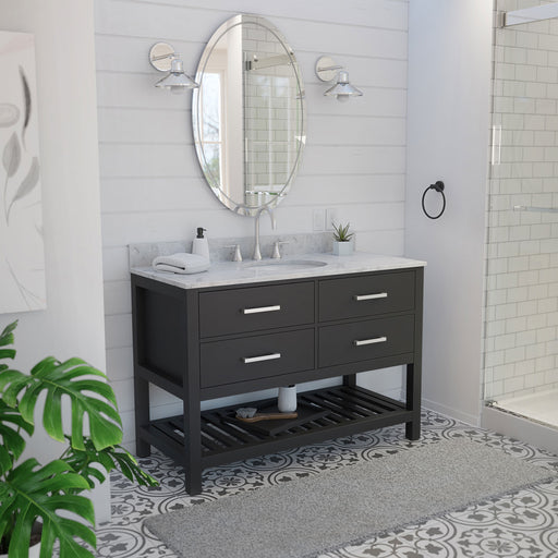 DreamLine VFVC482234RWMBK Valencia 48" Oak Console Vanity with Oval Undermount Sink - Black