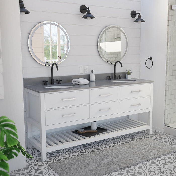 DreamLine VFVC722234RGQWH Valencia 72" Oak Double Sink Bathroom Vanity - White