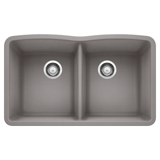 Blanco 440183 Diamond SILGRANIT 32" 50/50 Double Bowl Undermount Kitchen Sink - Metallic Gray