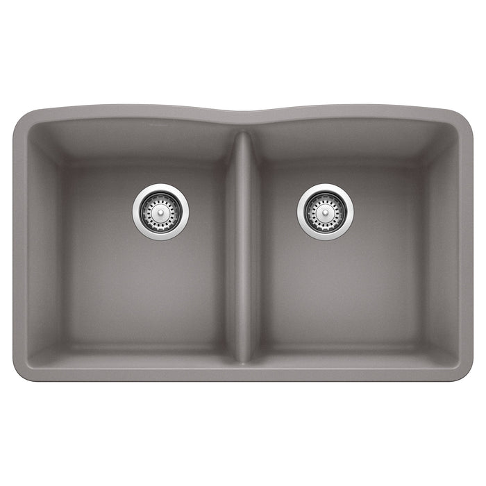 Blanco 440183 Diamond SILGRANIT 32" 50/50 Double Bowl Undermount Kitchen Sink - Metallic Gray