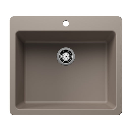 Blanco 443222 Liven SILGRANIT 25" Single Bowl Dual Mount Kitchen Sink - Truffle