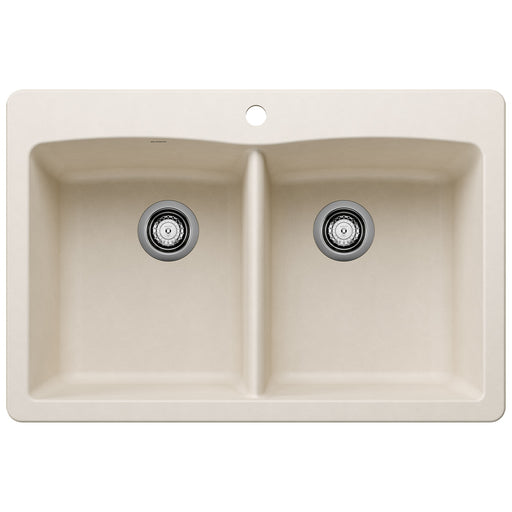 Blanco 443067 Diamond SILGRANIT 33" 50/50 Double Bowl Dual Mount Kitchen Sink - Soft White