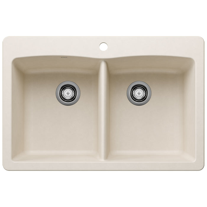Blanco 443067 Diamond SILGRANIT 33" 50/50 Double Bowl Dual Mount Kitchen Sink - Soft White