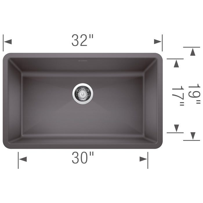 Blanco 441478 Precis SILGRANIT 32" Super Single Undermount Kitchen Sink - Cinder