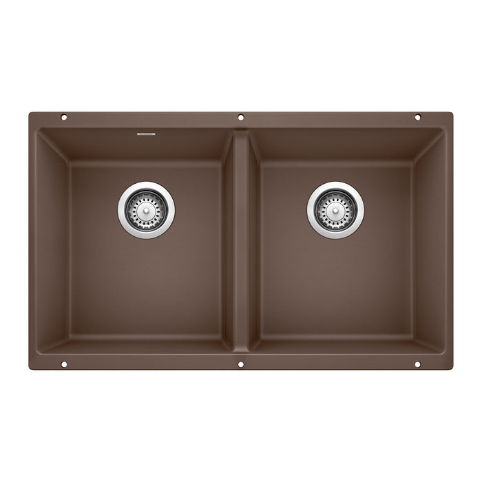 Blanco 516323 Precis SILGRANIT 29" 50/50 Double Bowl Undermount Kitchen Sink - Cafe