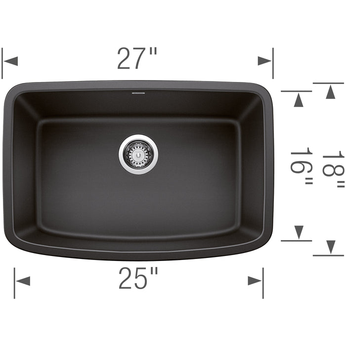 Blanco 442552 Valea SILGRANIT 27" Single Bowl Undermount Kitchen Sink - Anthracite