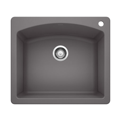 Blanco 441463 Diamond SILGRANIT 25" Single Bowl Dual Mount Kitchen Sink - Cinder