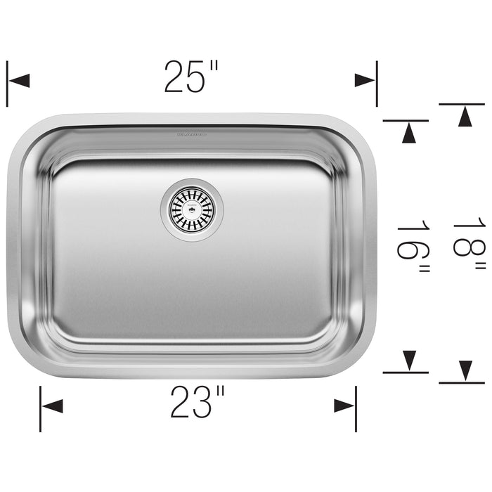 Blanco 441025 Stellar 25" Single Bowl Undermount Stainless Steel Kitchen Sink