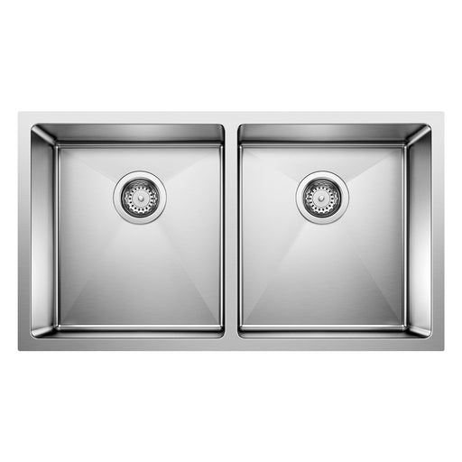 Blanco 443149 Quatrus R15 32" 50/50 Double Bowl Undermount Stainless Steel Kitchen Sink