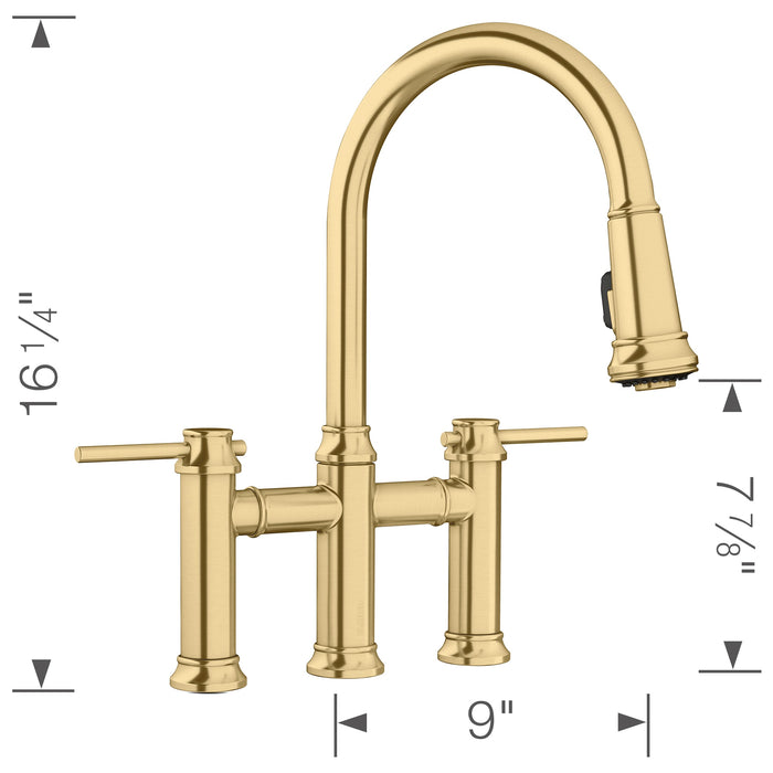 Blanco 442981 Empressa Pull-Down Dual-Spray Bridge Faucet - Satin Gold