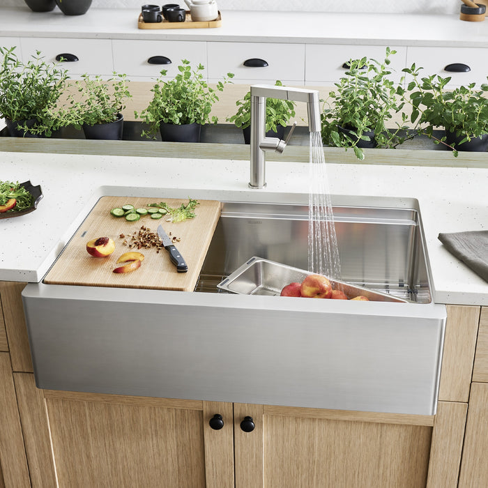 Blanco 525243 Quatrus R15 Ergon 33" Single Bowl Apron-Front Stainless Steel Farmhouse Sink