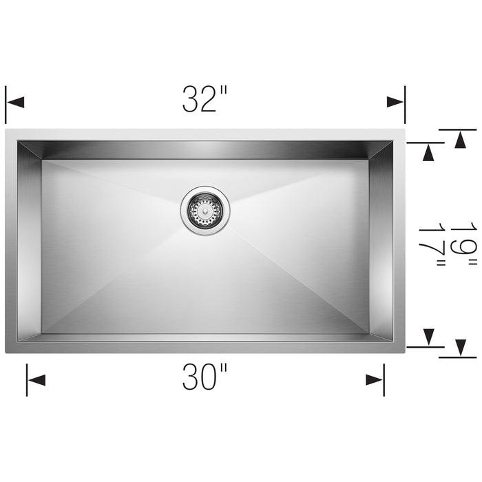 Blanco 512747 Precision R0 32" Super Single Bowl Undermount Stainless Steel Kitchen Sink