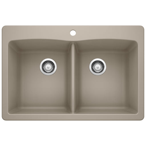 Blanco 441285 Diamond SILGRANIT 33" 50/50 Double Bowl Dual Mount Kitchen Sink - Truffle