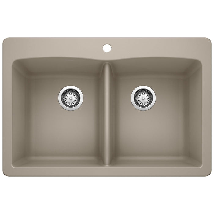 Blanco 441285 Diamond SILGRANIT 33" 50/50 Double Bowl Dual Mount Kitchen Sink - Truffle