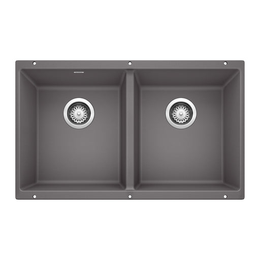 Blanco 519050 Precis SILGRANIT 29" 50/50 Double Bowl Undermount Kitchen Sink - Cinder