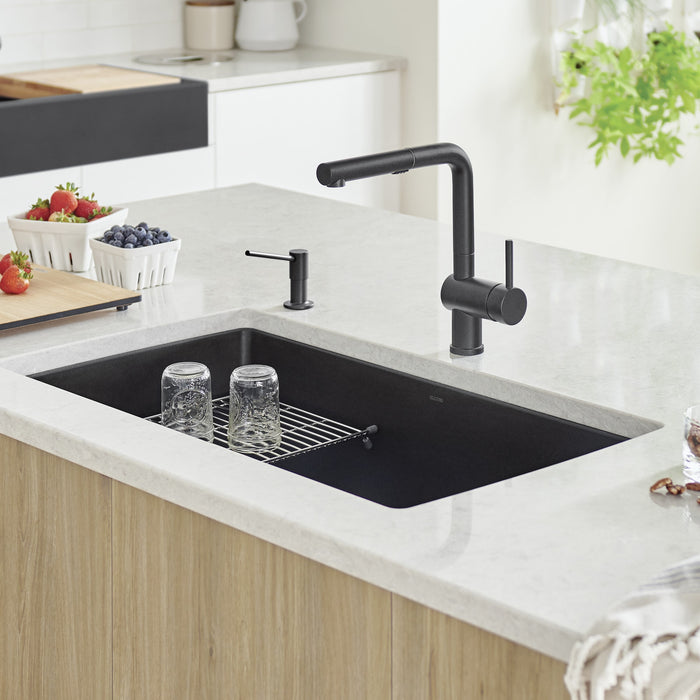 Blanco 442935 Precis SILGRANIT 32" Super Single Undermount Kitchen Sink - Coal Black