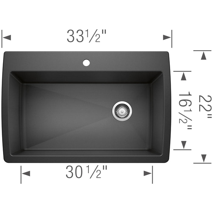 Blanco 440194 Diamond SILGRANIT 33.5" Super Single Dual Mount Kitchen Sink - Anthracite