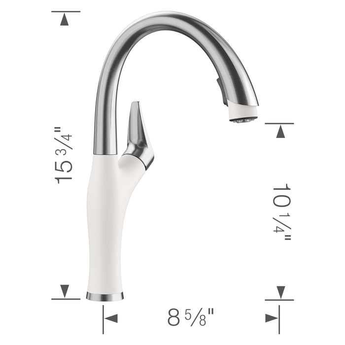 Blanco 442036 Artona Pull-Down Dual-Spray Kitchen Faucet - PVD Steel/White