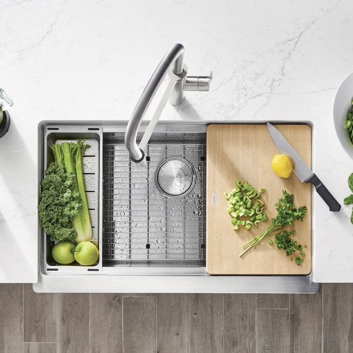 Blanco 525243 Quatrus R15 Ergon 33" Single Bowl Apron-Front Stainless Steel Farmhouse Sink