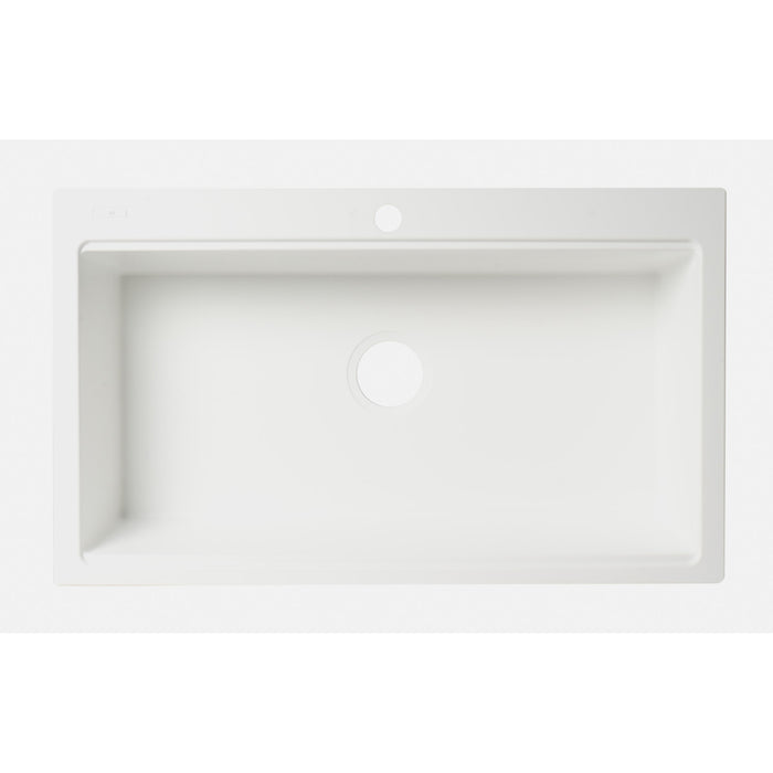 ALFI Brand AB3418SBDI-W White 33" Granite Composite Workstation Step Rim Single Bowl Drop-in Sink