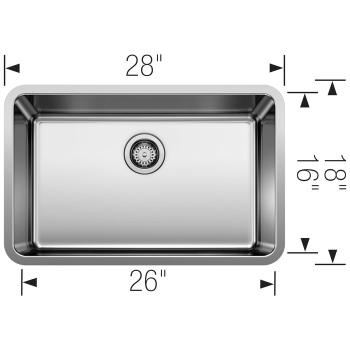 Blanco 442765 Formera 28" Single Bowl Undermount Stainless Steel Kitchen Sink