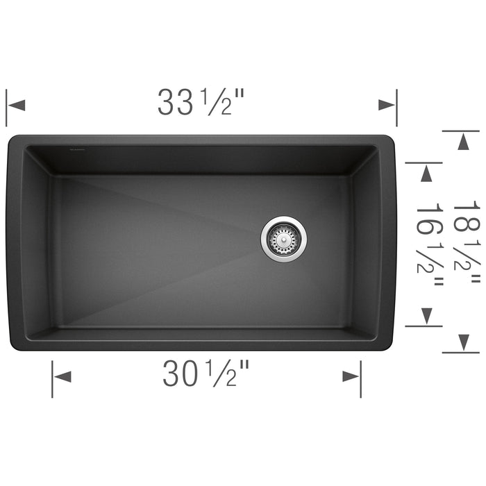 Blanco 441768 Diamond SILGRANIT 33" Super Single Undermount Kitchen Sink - Anthracite