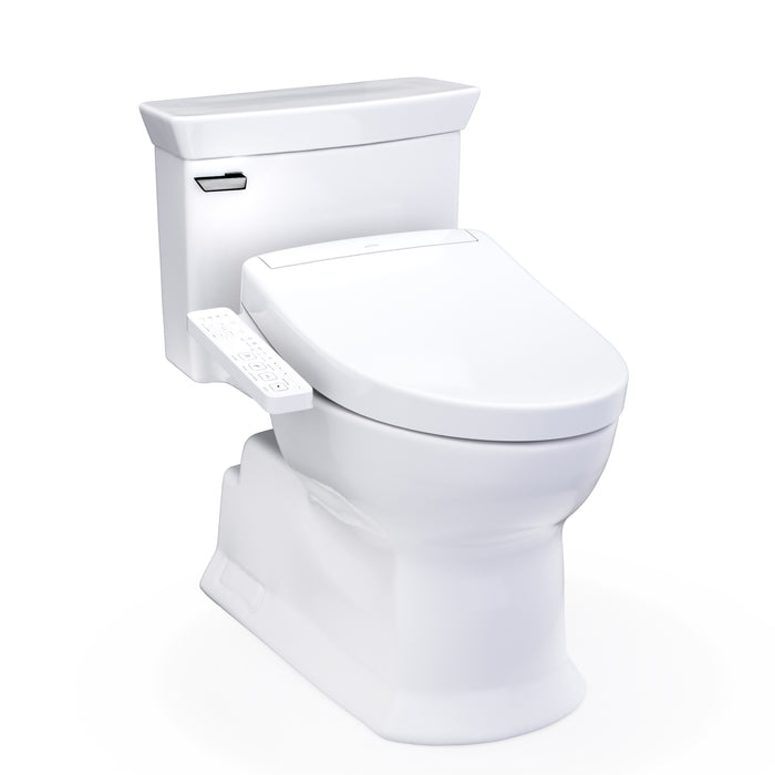 TOTO Washlet+ Soiree Elongated 1.28 GPF Universal Height Toilet with S2 Bidet Seat, Cotton White - MW9643346CEFG#01
