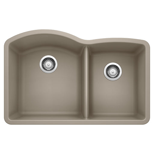 Blanco 441284 Diamond SILGRANIT 32" 60/40 Double Bowl Undermount Kitchen Sink - Truffle
