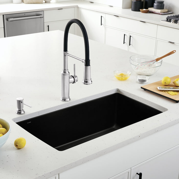 Blanco 442916 Diamond SILGRANIT 33" Super Single Undermount Kitchen Sink - Coal Black